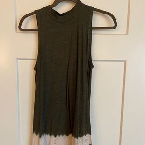 Green with tie dye bottom sleeveless tshirt dress